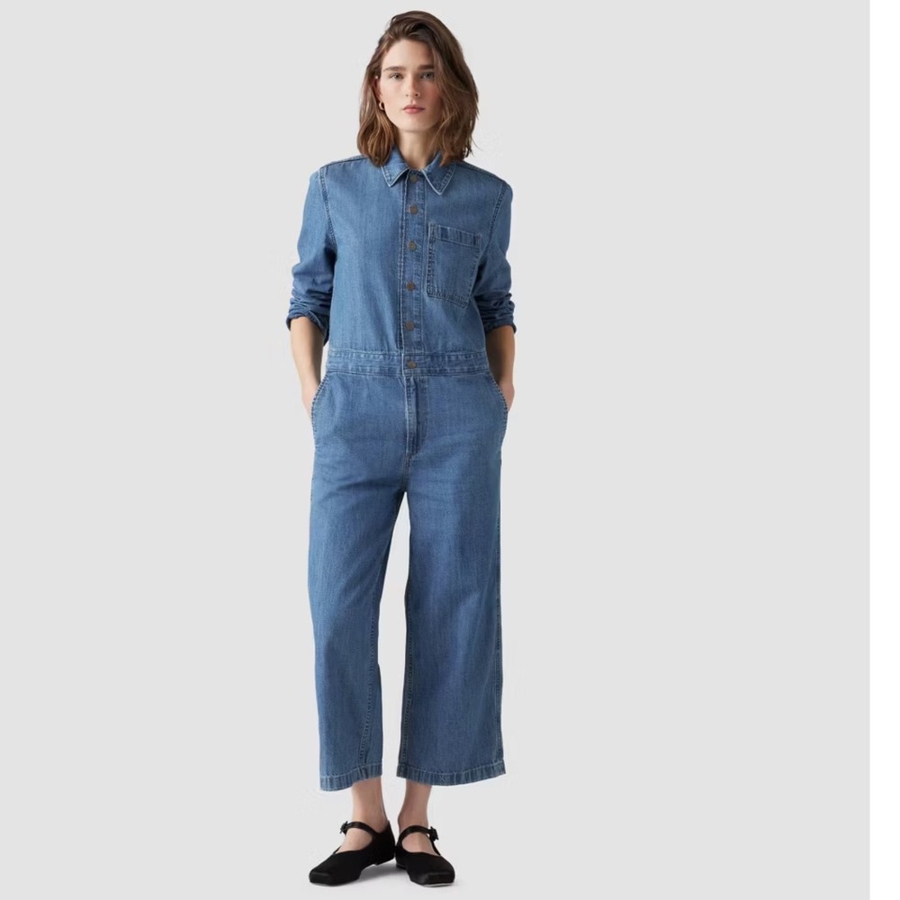 Levi Strauss & Co Heritage   Denim Long Sleeve Collared Jumpsuit Size M